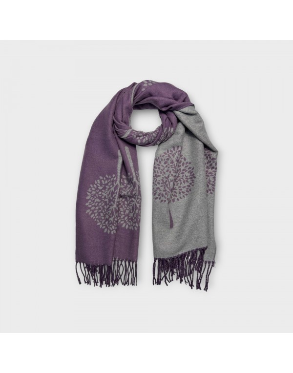 Big tree cashmere purple tassels scarf