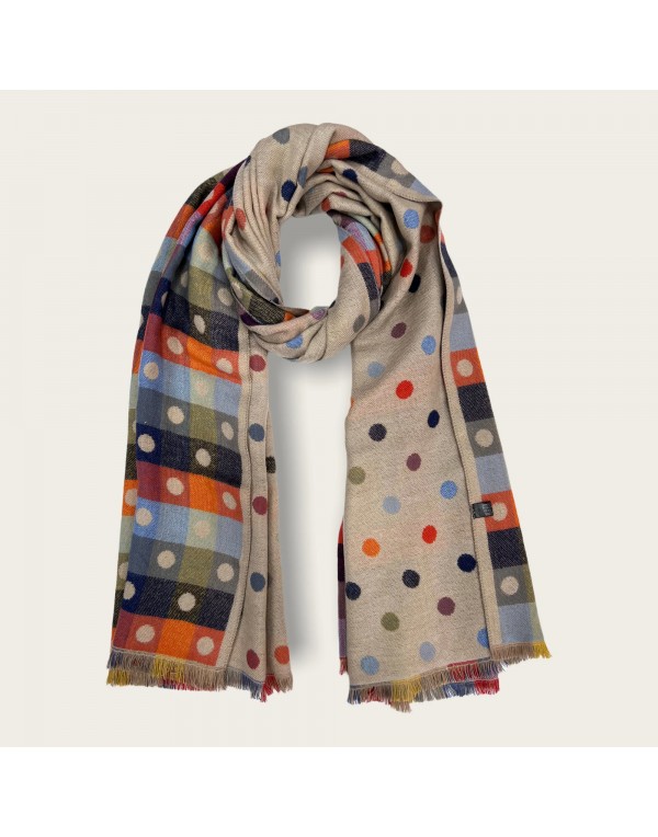 Colourful wool mix dot scarves