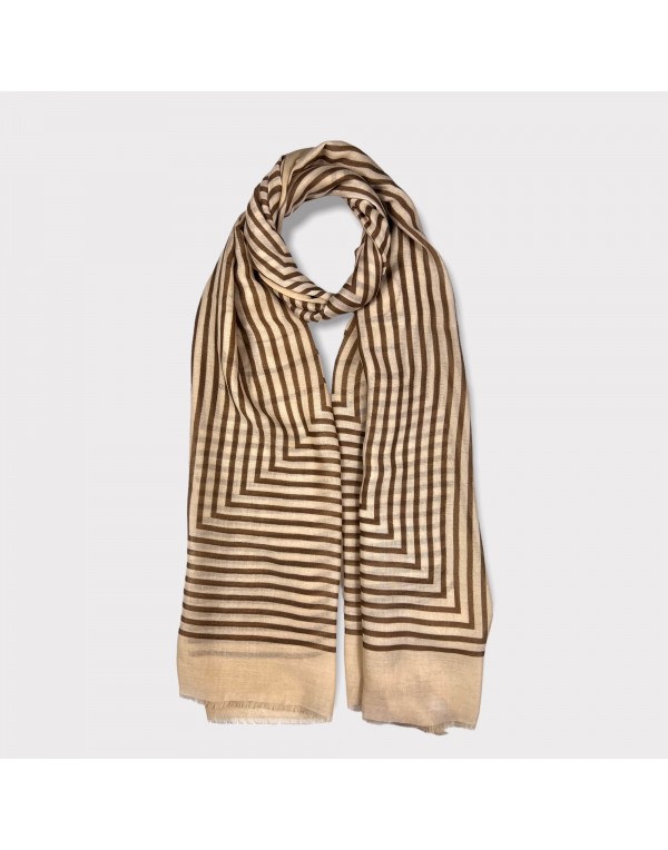 Monochrome mocca and nude cotton scarf