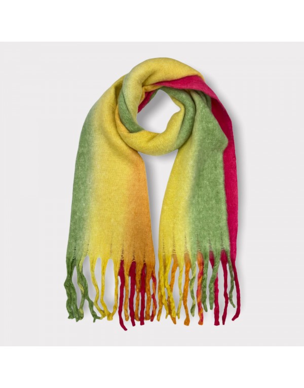 Colorful long striped fluffy scarf
