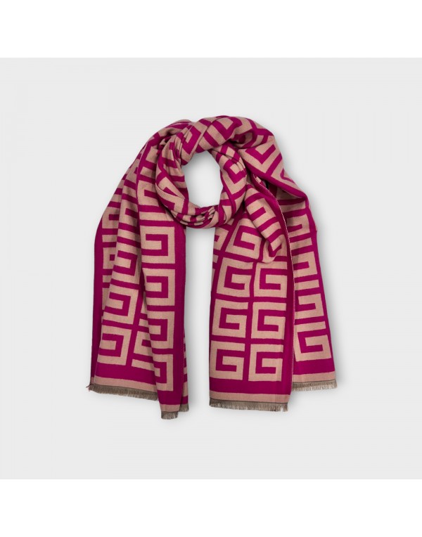 Maze print scarf with tassels